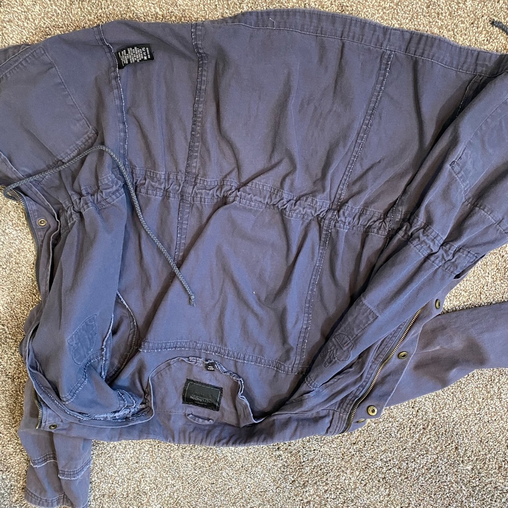 Miss London Faded Distressed Blue Drawstring Patched Jacket - Picture 8 of 15